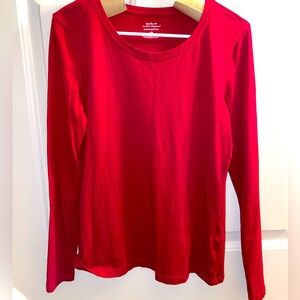 Banana Republic Cranberry Long Sleeve Round Neck Timeless Tee Sz Small Petite